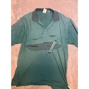 Vintage 90s First Tee Polo Shirt Men XL Collar Clubs Bag Golf Course Green AS Is